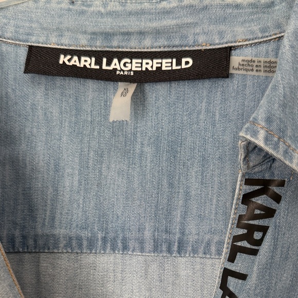 Karl Lagerfeld Blue Denim Top - Picture 2 of 6